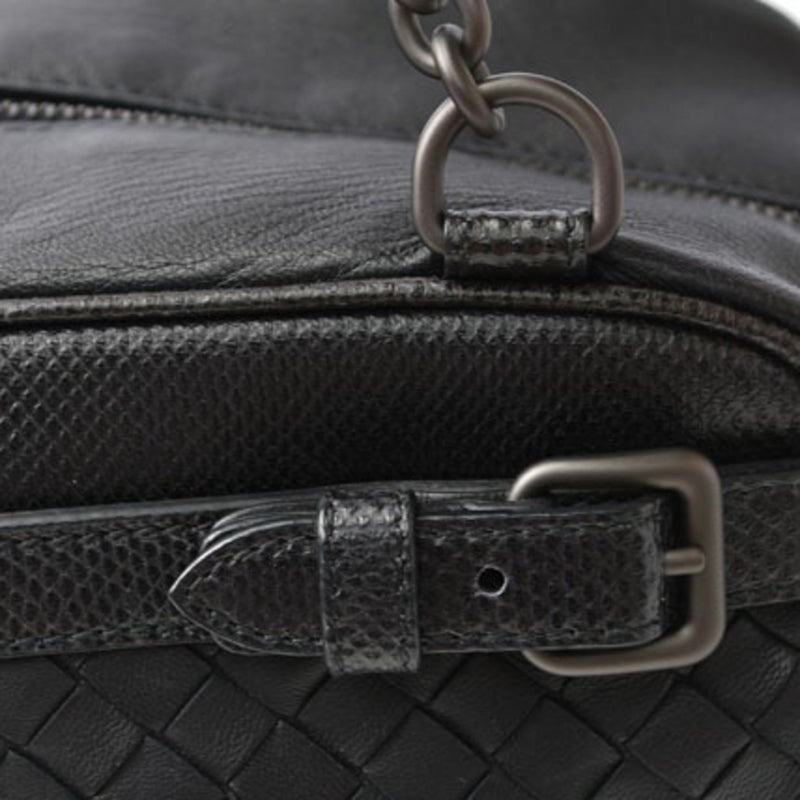 Bottega Veneta shoulder bag chain BOTTEGA VENETA intrecciato embossed leather black