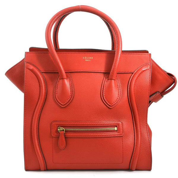 CELINE Handbag Luggage Shopper Leather Red Women's 99988g