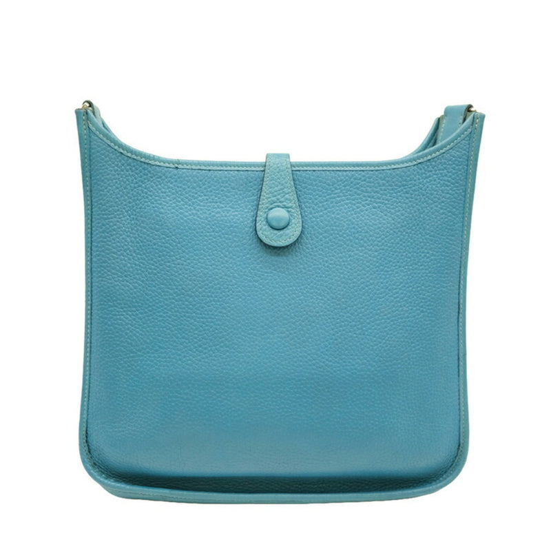 HERMES Evelyn 1 PM Shoulder Bag in Taurillon Clemence Leather and Blue Jean