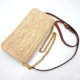 CELINE Multi Pochette 10M432FW1.02NT 2-Way Bag Raffia x Calf Natural Tan 351689