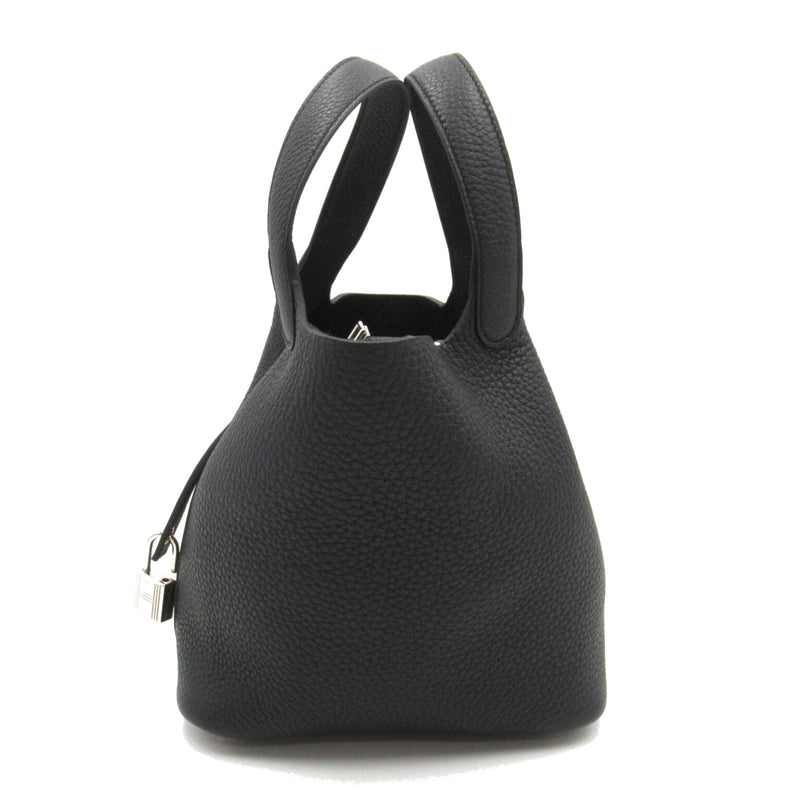 HERMES Picotin Lock PM Black Noir Taurillon Clemence Calfskin (cowhide)