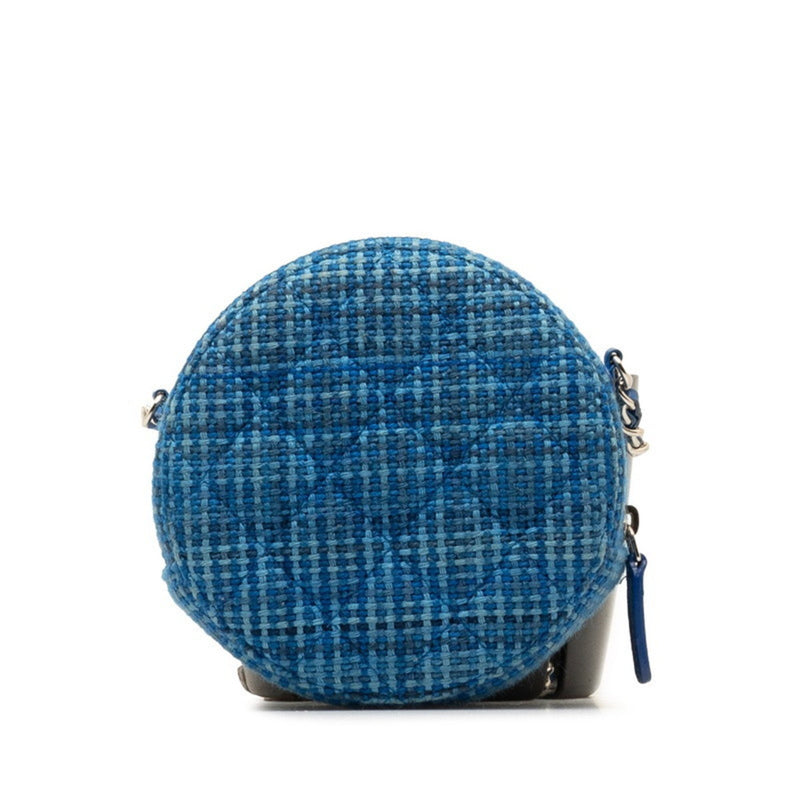 Chanel Coco Mark Chain Shoulder Bag Blue Silver Tweed Leather Women's CHANEL