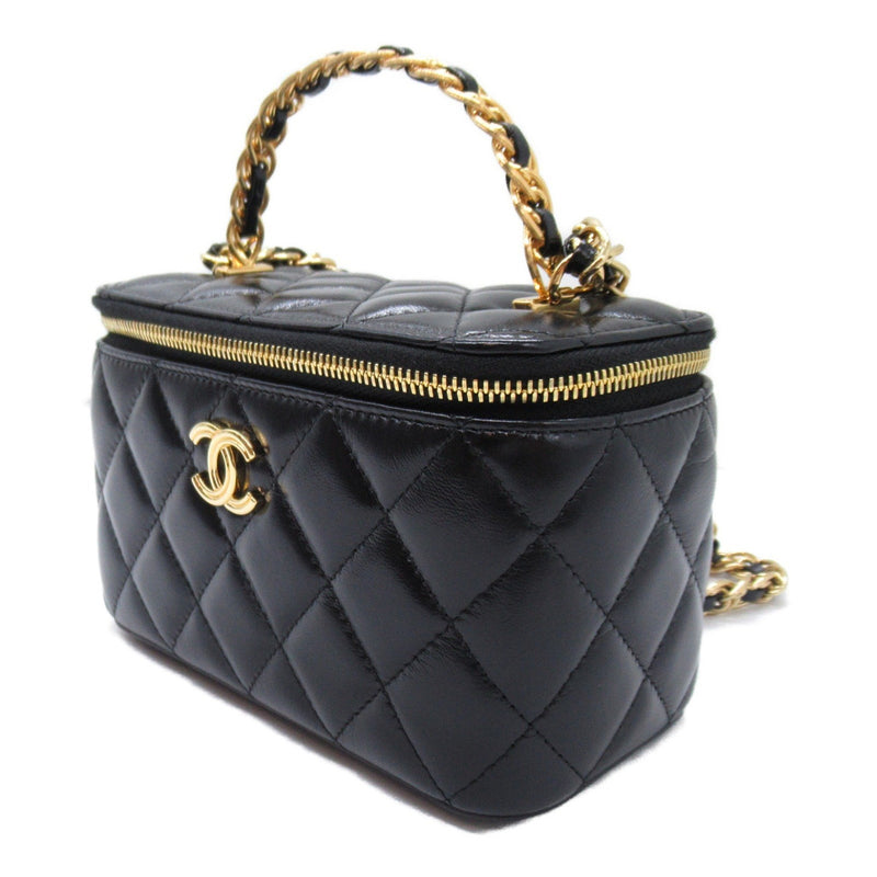 CHANEL Chain Vanity Bag, Calfskin (Cowhide), Women's, Black