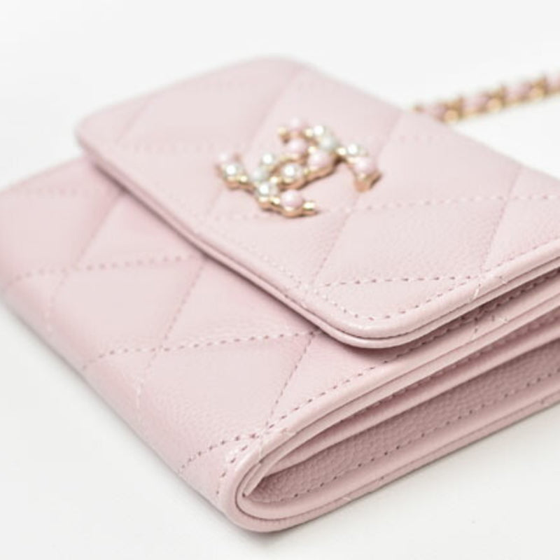 Chanel Chain Wallet Pouch CHANEL AP2138B05437 Matelasse Caviar Skin Baby Pink