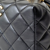 Chanel Matelasse Bowling Bag Handbag Lambskin AS4202 Black Women's Shoulder CHANEL