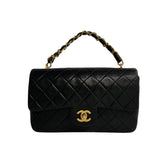 CHANEL Chanel Matelasse Coco Mark Metal Fittings Lambskin Chain Handbag Black 35759