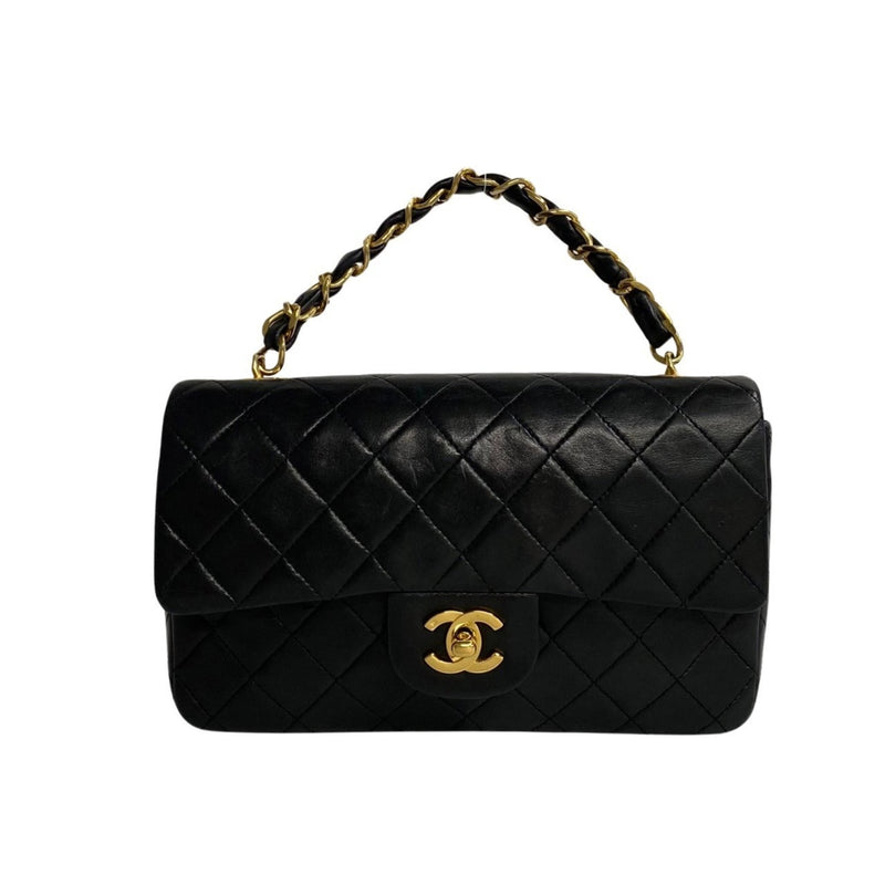 CHANEL Chanel Matelasse Coco Mark Metal Fittings Lambskin Chain Handbag Black 35759