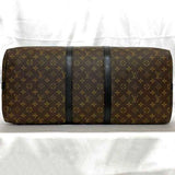 Louis Vuitton 2-way Boston Bag Keepall 55 Bandouliere Brown Black Monogram Macassar M56714 Shoulder Canvas Leather AA1107 LOUIS VUITTON