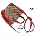 GUCCI Gucci GG Canvas Handbag 2Way Shoulder Bag Beige Red 449241 Outlet Ladies