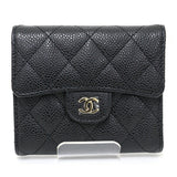 CHANEL Matelasse Classic Small Flap Caviar Skin Trifold Wallet AP0231 Black