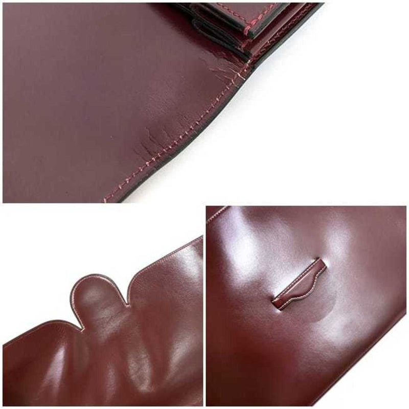 Hermes Clutch Bag Faco Bordeaux Leather Boxcalf 〇H HERMES Flap Women's Men's