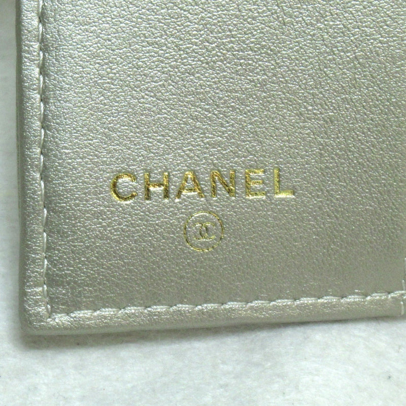 CHANEL 2.55 Tri-fold Wallet Leather Women's Gold Metallic