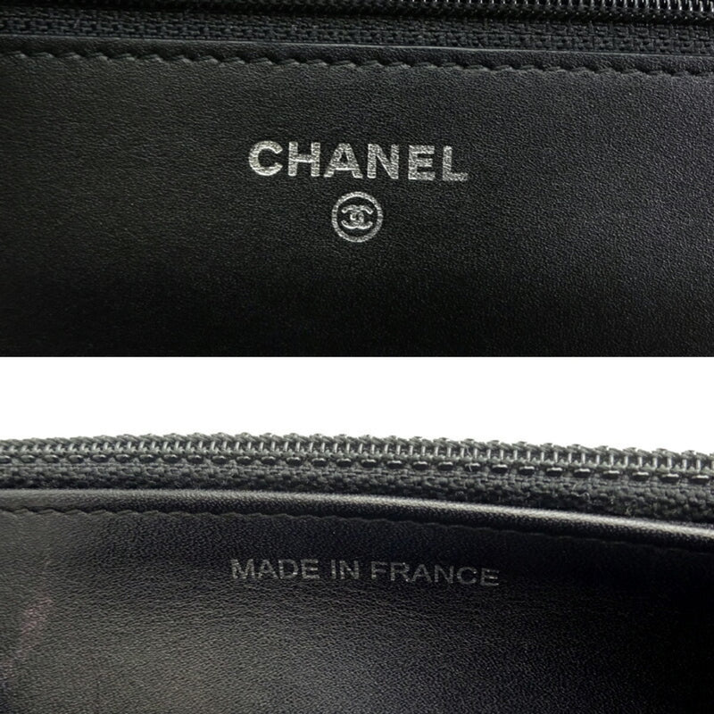 Chanel Chain Wallet Women's Shoulder Bag 8654 Caviar Skin Black