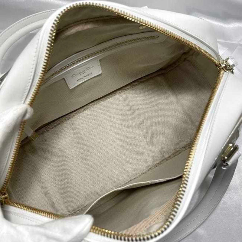 Christian Dior 2way Bag Vibe Medium Bowling White Gold M6204ODDT Boston Handbag Leather Rubber 09-MA-1221 Trotter