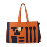 HERMES Hermes Tote GM Petit H Bag 1040008-62 Epsom Felt Orange Navy Shoulder