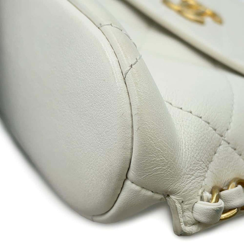 Chanel Chain Shoulder Bag Matelasse Coco Mark Square Calf Leather AS2542 CHANEL White