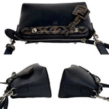 FENDI By the Way Small FF Pattern Leather 2way Shoulder Bag Handbag Black 71477