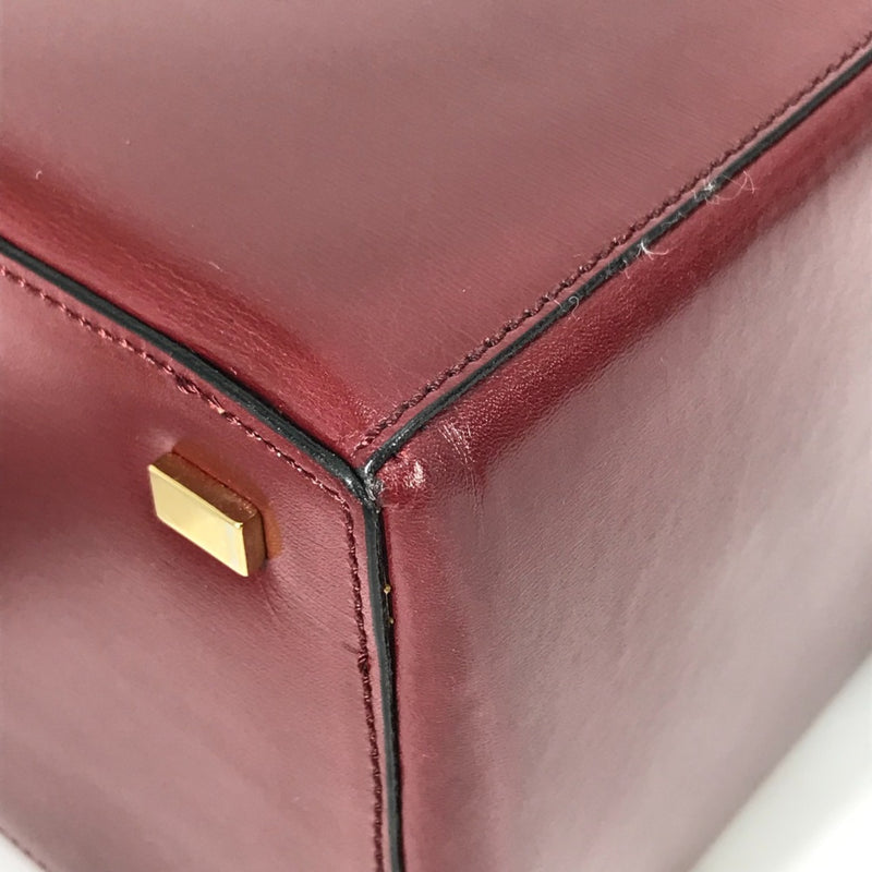 CELINE vintage Box BOX bag with mirror Hand Bag Bordeaux Based