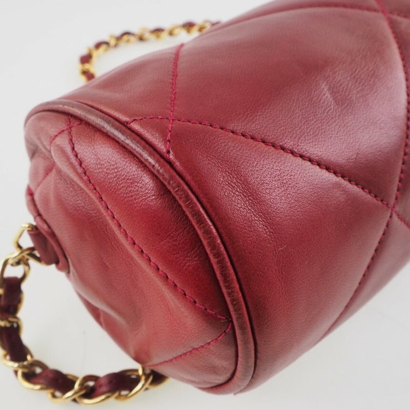 CHANEL Chanel chain shoulder matelasse lambskin red ladies bag