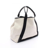 BALENCIAGA NAVY CABAS Navy Cabas M Tote Bag Canvas Leather Women's White Black