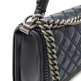 CHANEL Boy Chanel Flap Bag Luxury Chain Shoulder Leather Navy A94804