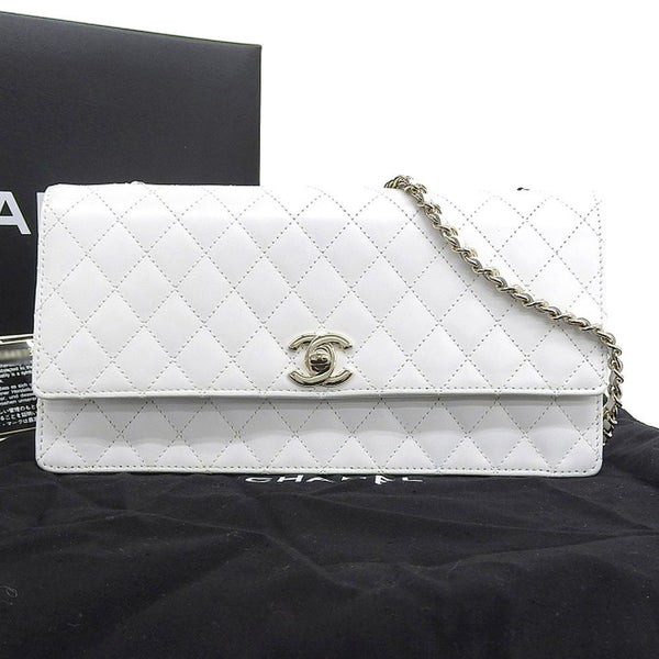 Chanel CHANEL here mark logo chain shoulder bag white boutique seal (2012.1.15.OT)