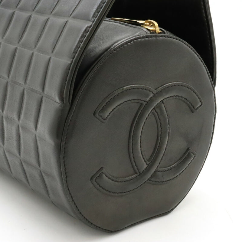 CHANEL Chocolate Bar Coco Mark Handbag Leather Black