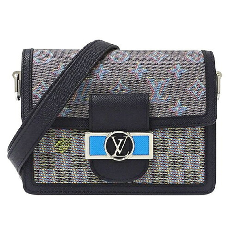 Louis Vuitton LOUIS VUITTON Bag Monogram LV Pop Women's Shoulder Clutch 2way Dauphine MINI Navy Blue M55454 Compact