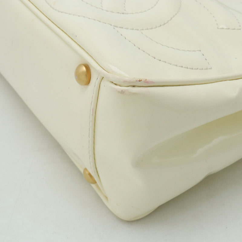 CHANEL Chanel Coco Mark Triple Handbag Bag Enamel Ivory