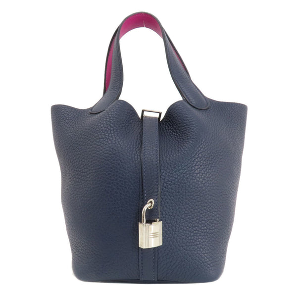 Hermes Picotin Lock PM Blue Nuit Rose Purple Handbag Taurillon Swift Women's