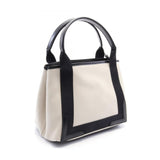 BALENCIAGA NAVY CABAS S Navy Cabas Tote Bag Canvas Leather Women's White Black 3399332HH3N9260