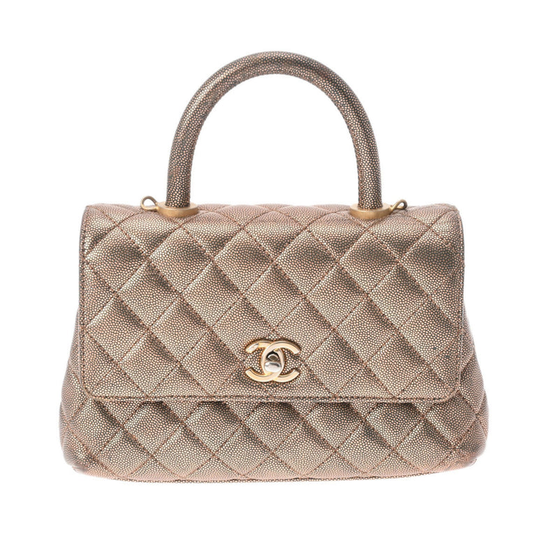 CHANEL Matelasse XS Bronze A92990 Women's Caviar Skin Bag