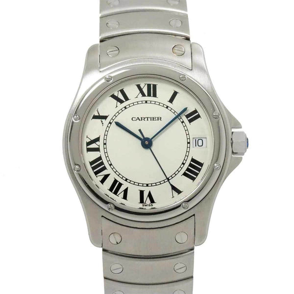 Cartier Santos Cougar LM W20026K1 Men's Watch Date White Automatic