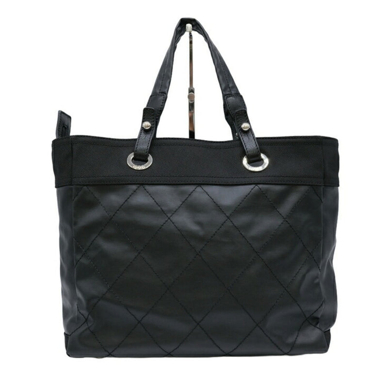 CHANEL Paris Biarritz MM Medium Tote Canvas Black Seal A34209