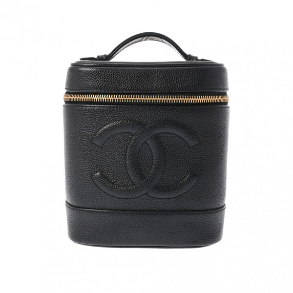 CHANEL Vanity Black A01998 Women's Caviar Skin Handbag