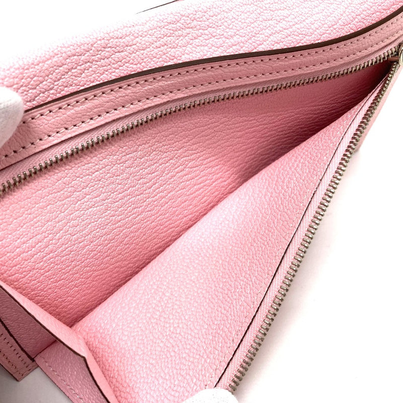 Hermes HHardware Machi has Long Wallet Rose cherry pink SilverHardware