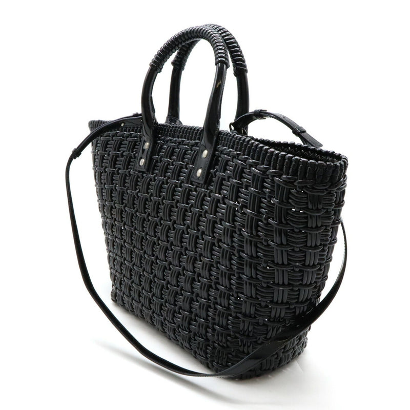 BALENCIAGA Bistro Basket Bag, Handbag, Shoulder Vinyl, Black, 671346