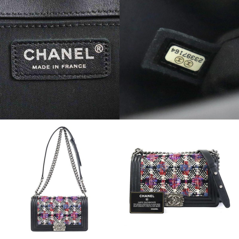 CHANEL Crossbody Shoulder Bag Boy Chanel Wool/Leather/Metal Multicolor/Black Women's