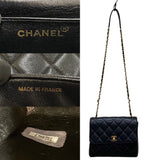 CHANEL Chanel Matelasse Cocomark Matte Caviar Skin Chain Shoulder Bag Black 12309