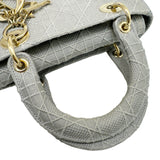 Christian Dior LADY D-LITE Medium Bag Cannage Embroidery Gray M0565OREY_M950 Embroidered Shoulder Handbag Women's