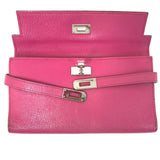 Hermes Three fold Long Wallet Pink Based SilverHardware