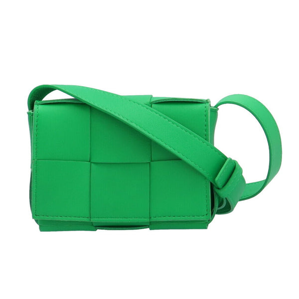 Bottega Veneta Candy Cassette Intrecciato Shoulder Bag Leather Green Women's BOTTEGAVENETA