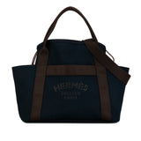 Hermes Sac de Pansage Groom Tote Bag Shoulder Navy Brown Canvas Women's HERMES