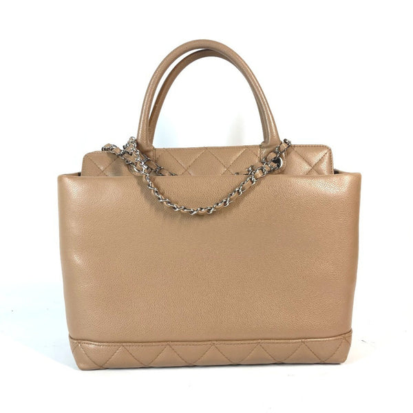 CHANEL CC Coco Mark Bag Shoulder Tote Caviar Skin Women's Beige