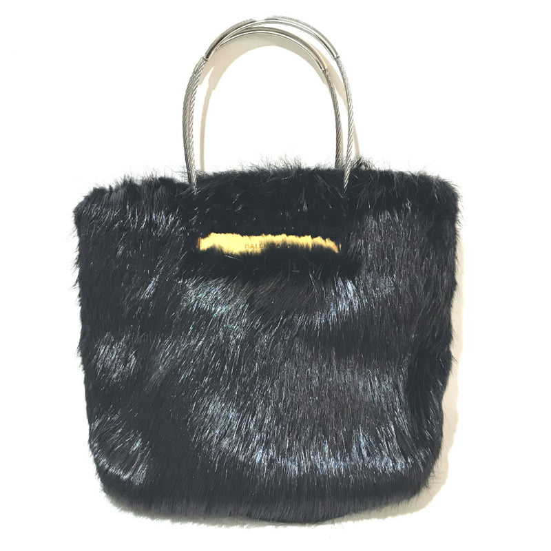 Balenciaga cable bag fur tote Hand Bag Black