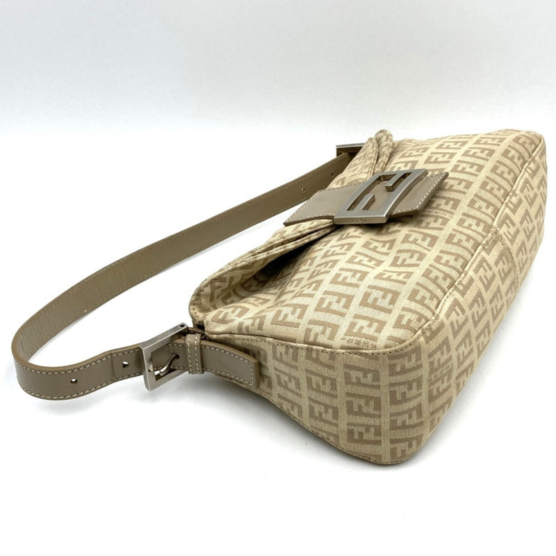 FENDI Mamma Bucket Handbag Bag Zucchino Beige Canvas Women's