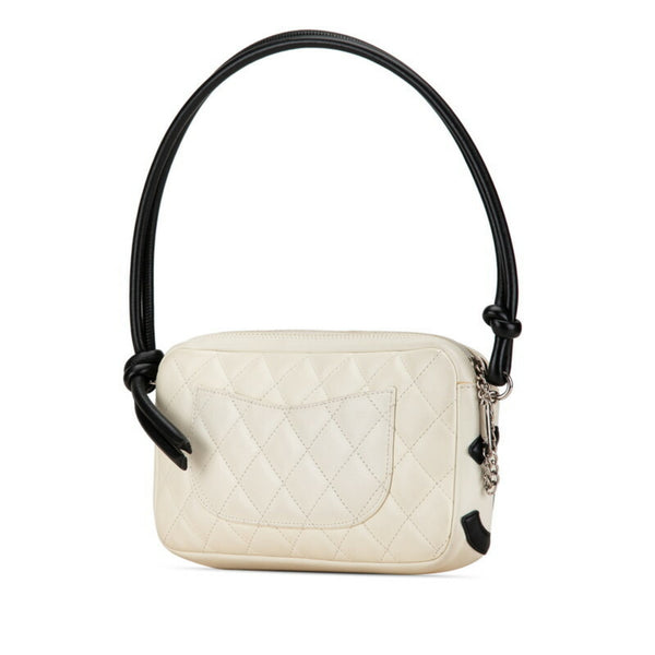 Chanel Coco Mark Cambon Line Quilted Bag Handbag White Black Lambskin Women's CHANEL