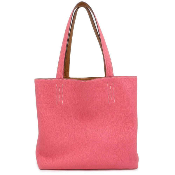 Hermes Tote Bag Double Sens 28 Rose Azalee Sesame Taurillon Clemence Y Stamp