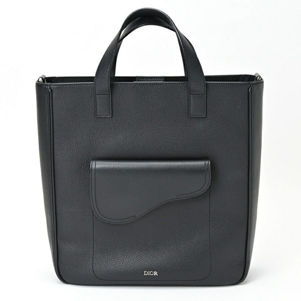 Dior Saddle Tote Bag Leather Black S-155998