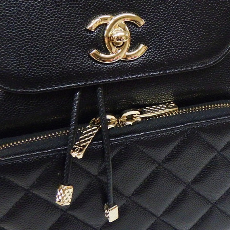 CHANEL Matelasse Backpack Daypack Black Caviar Skin Women's